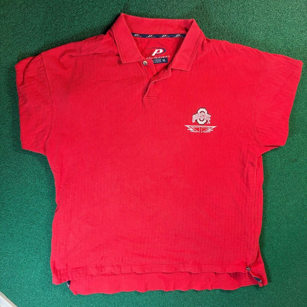 Size XL Mens – Vintage Pro Player Ohio State Buckeyes Embroidered Red Polo Shirt